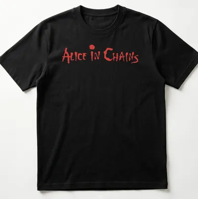 Bold lettering t-shirt featuring the band name Alice In Chains in red