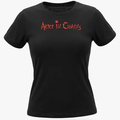 Bold lettering t-shirt featuring the band name Alice In Chains in red — printed on a women's shirt