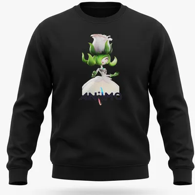 3D digital illustration of a character with a flower head and vibrant colors. — printed on a unisex sweatshirt