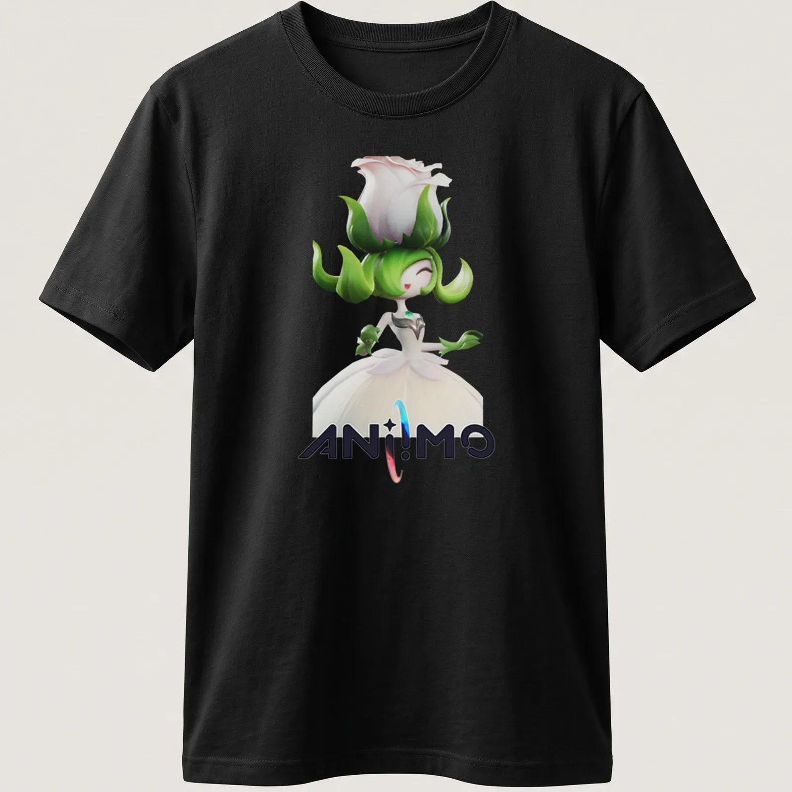 3D digital illustration of a character with a flower head and vibrant colors. — printed on a unisex t-shirt