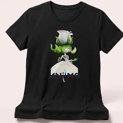 3D digital illustration of a character with a flower head and vibrant colors. — printed on a women's shirt