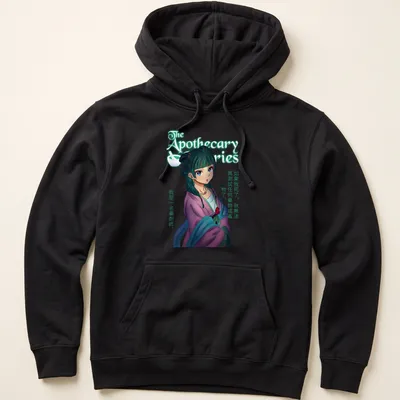 Anime-style Apothecary Maiden t-shirt with colorful potion imagery and text — printed on a unisex hoodie