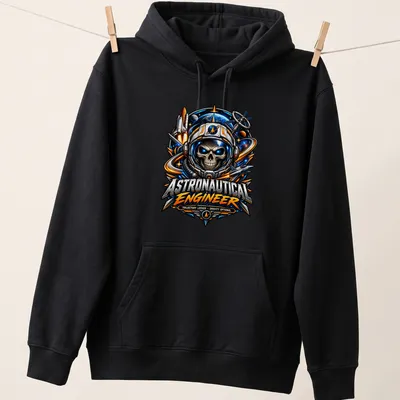 Astronaut skull graphic with vibrant colors and detailed design. — printed on a unisex hoodie