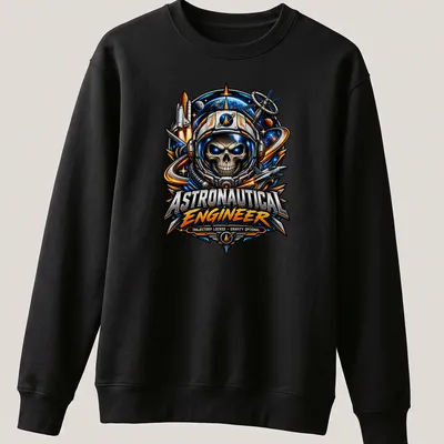 Astronaut skull graphic with vibrant colors and detailed design. — printed on a unisex sweatshirt