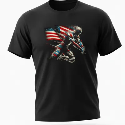 Dynamic abstract print of an athlete with American flag colors