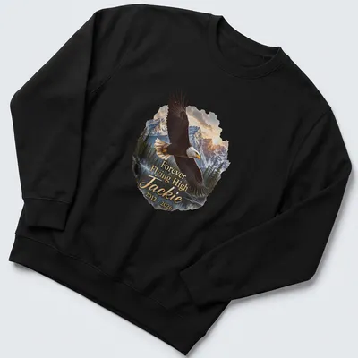 Realistic print of a Bald Eagle with text celebrating Jackie from 2012 to 2026 — printed on a unisex sweatshirt
