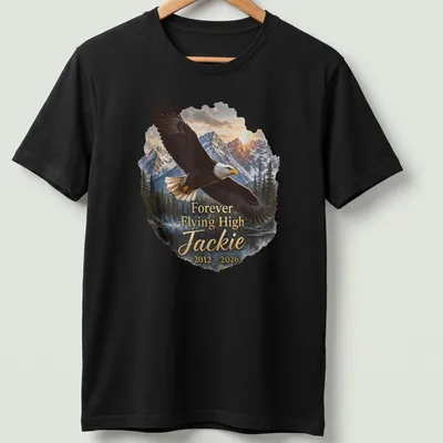 Realistic print of a Bald Eagle with text celebrating Jackie from 2012 to 2026