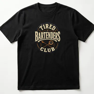 Vintage distressed Bartenders Club t-shirt with humor about tiredness