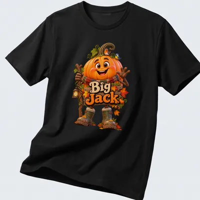 Cartoon pumpkin character with a friendly smile and vibrant colors.