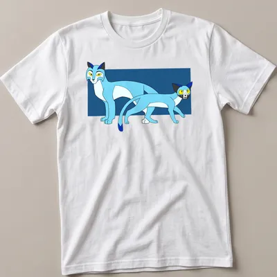 Whimsical cartoon design featuring playful blue cats in various poses