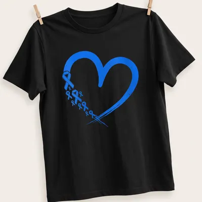 Distressed graphic of blue ribbons forming a heart for ALS awareness