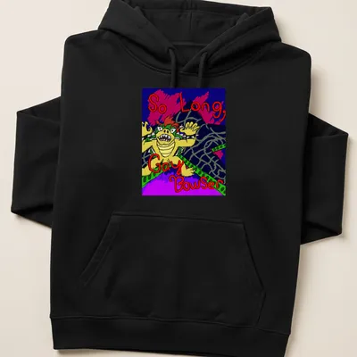 Colorful cartoon print of Bowser with the text 'So Long, Gay Bowser' below — printed on a unisex hoodie