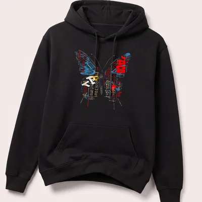 Anime-themed T-shirt with butterfly design and text about anime lifestyle — printed on a unisex hoodie