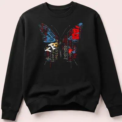 Anime-themed T-shirt with butterfly design and text about anime lifestyle — printed on a unisex sweatshirt