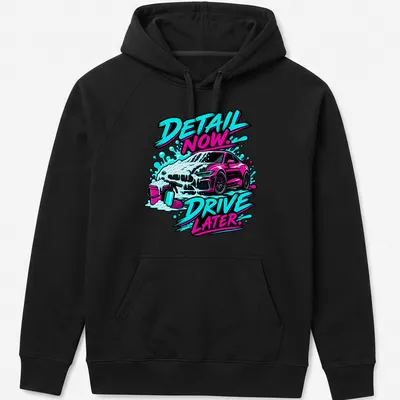Bold graphic t-shirt featuring a car wash scene with foam and playful text — printed on a unisex hoodie