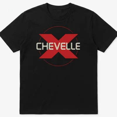 Bold Chevelle band logo in red and white typography on a T-shirt