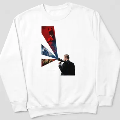 Cinematic collage design featuring characters and scenes in red, black, blue, and white — printed on a unisex sweatshirt