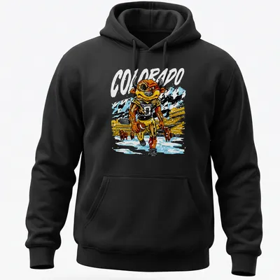 Vintage sports Colorado Bull mascot t-shirt featuring WE COMIN text — printed on a unisex hoodie