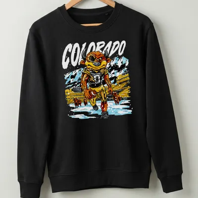 Vintage sports Colorado Bull mascot t-shirt featuring WE COMIN text — printed on a unisex sweatshirt