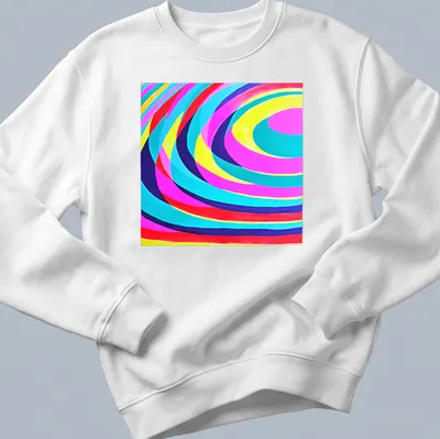 Colorful, geometric abstract spiral waves with the text 'REFLECTED LIGHTS N.2'. — printed on a unisex sweatshirt
