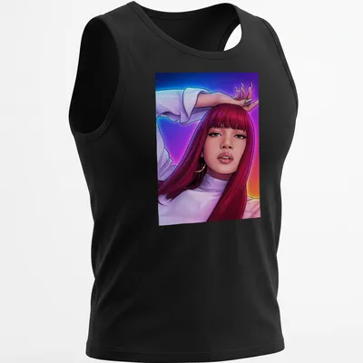 Comic book illustration of a glamorous red-haired woman in vibrant colors — printed on a tank top