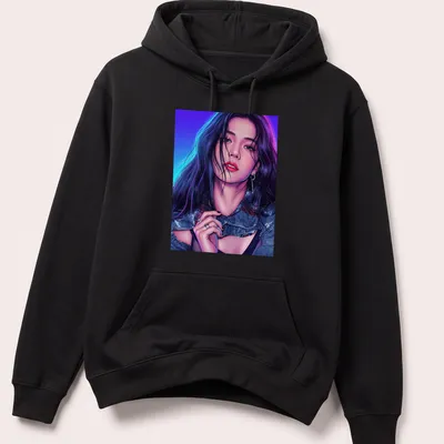 Comic book style illustration of a woman with red lips in vibrant colors — printed on a unisex hoodie