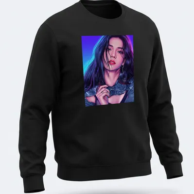 Comic book style illustration of a woman with red lips in vibrant colors — printed on a unisex sweatshirt