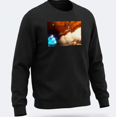 Abstract illustration of a crystalline prism with amber and blue pyramids — printed on a unisex sweatshirt