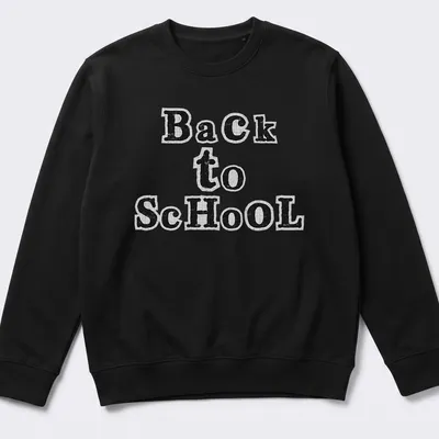 Black and white cut paper collage typography t-shirt featuring 'Back to School' text. — printed on a unisex sweatshirt