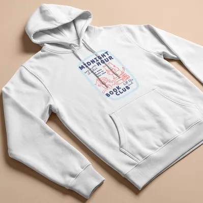Kawaii style design of cute cats reading books in pastel colors — printed on a unisex hoodie