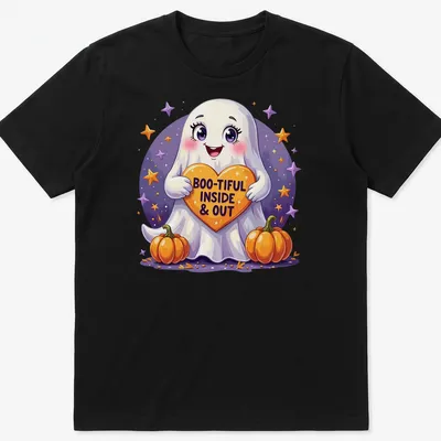 Kawaii style shirt featuring a cute Halloween ghost with a heart and text