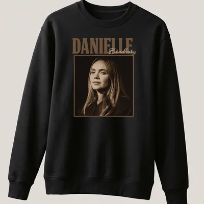 Vintage sepia t-shirt featuring the name Danielle Bradbery in elegant typography — printed on a unisex sweatshirt