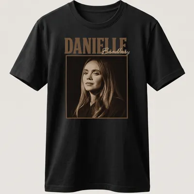 Vintage sepia t-shirt featuring the name Danielle Bradbery in elegant typography