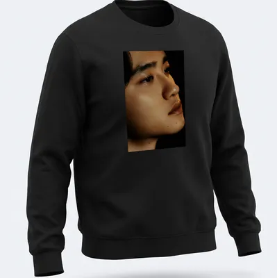 Realistic portrait of a male figure with detailed skin tones — printed on a unisex sweatshirt