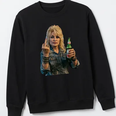 Vintage rock t-shirt featuring Dolly Parton in a stylized illustration — printed on a unisex sweatshirt