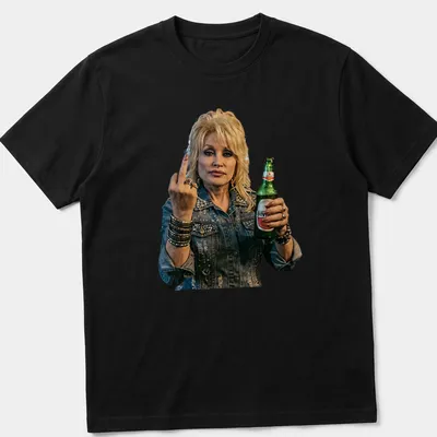 Vintage rock t-shirt featuring Dolly Parton in a stylized illustration