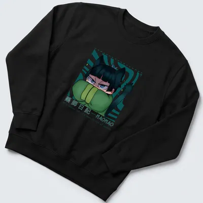 Anime-style doodle cat with humorous text about dying of poison — printed on a unisex sweatshirt