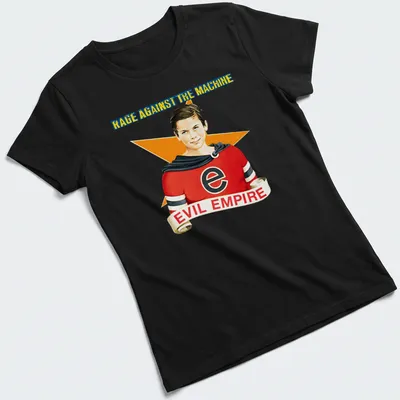 Vintage Rage Against The Machine shirt with superhero boy and bold text — printed on a women's shirt