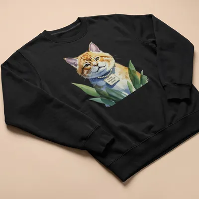 Watercolor design of an Exotic Shorthair cat with sweet expression and text reading Exotic Shorthair Sweet — printed on a unisex sweatshirt