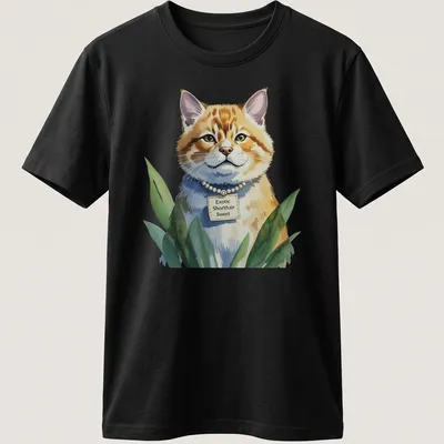 Watercolor design of an Exotic Shorthair cat with sweet expression and text reading Exotic Shorthair Sweet