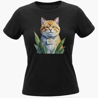 Watercolor design of an Exotic Shorthair cat with sweet expression and text reading Exotic Shorthair Sweet — printed on a women's shirt