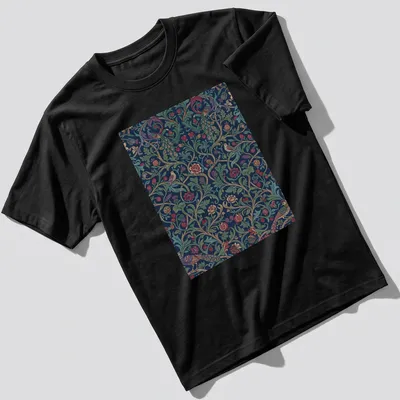 Vintage abstract floral pattern with birds and foliage in vibrant colors — printed on a unisex t-shirt
