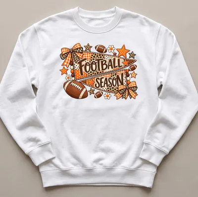 Vintage patchwork Football Season t-shirt with flags and footballs — printed on a unisex sweatshirt
