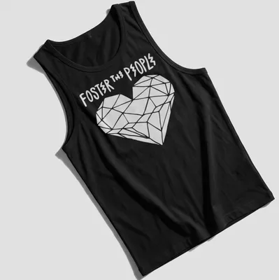 Artistic representation of 'Foster The People' text on a T-shirt. — printed on a tank top