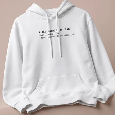 Minimalist t-shirt with developer terminal text in black on white. — printed on a unisex hoodie