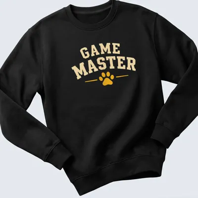 Vintage collegiate Game Master t-shirt featuring a paw print design — printed on a unisex sweatshirt