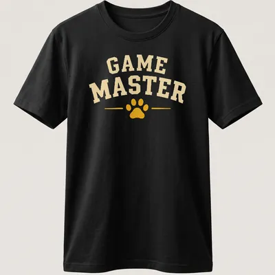 Vintage collegiate Game Master t-shirt featuring a paw print design