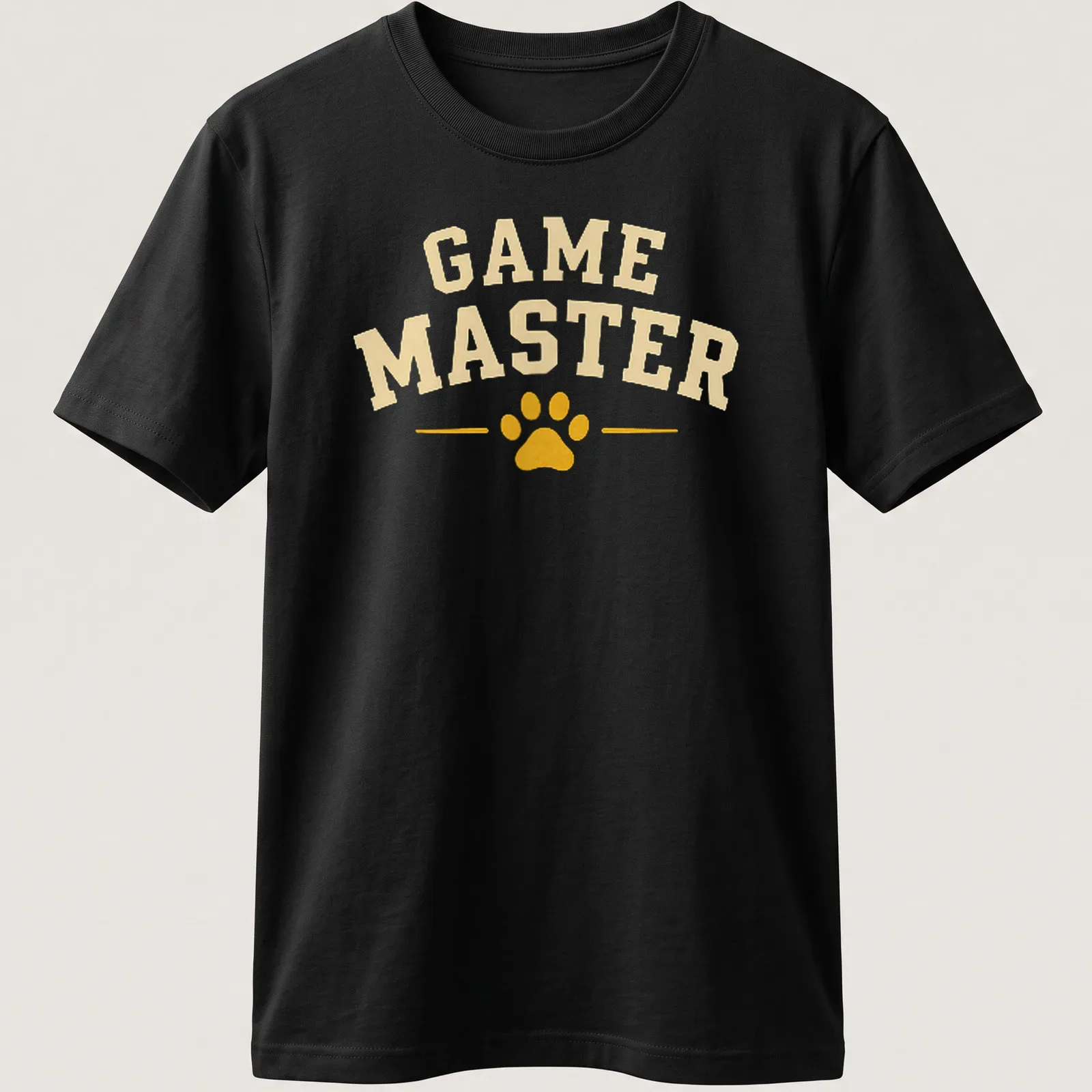 Vintage collegiate Game Master t-shirt featuring a paw print design — printed on a unisex t-shirt