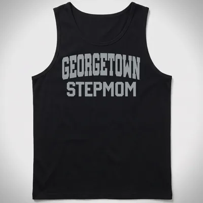 Bold Georgetown Stepmom T-shirt featuring collegiate lettering — printed on a tank top