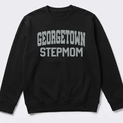 Bold Georgetown Stepmom T-shirt featuring collegiate lettering — printed on a unisex sweatshirt